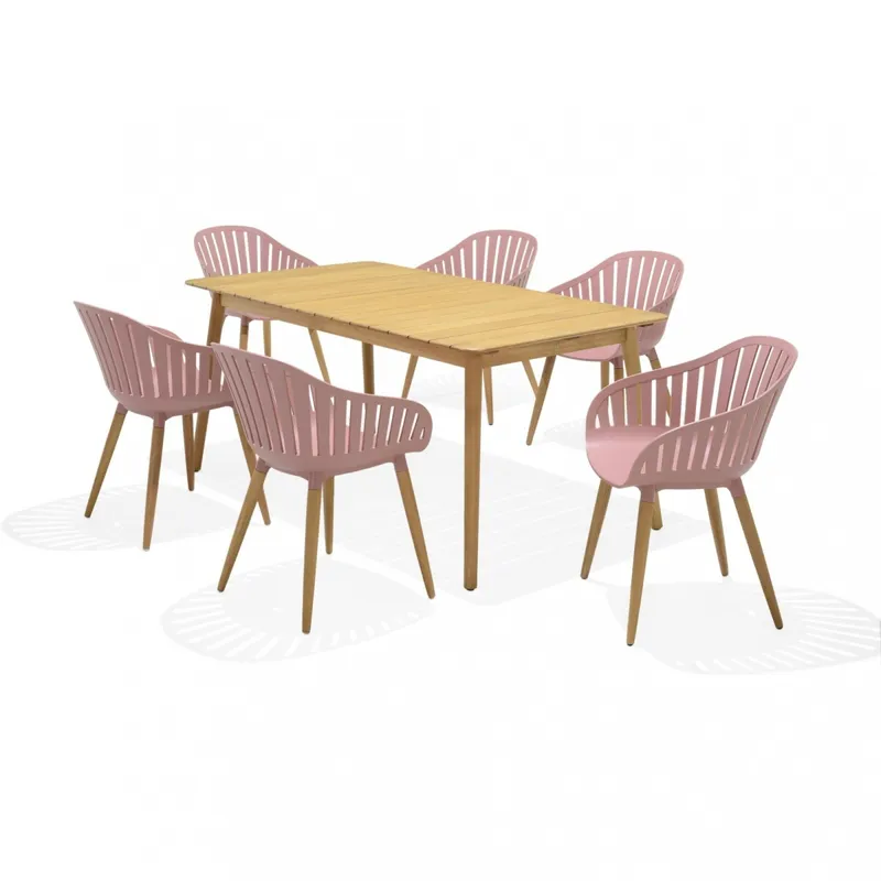 Juego de Jardin 6 sillas y Mesa - Nassau - Rosa en Rosa - Muebles para el exterior, Uruguay | Rústico Hogar