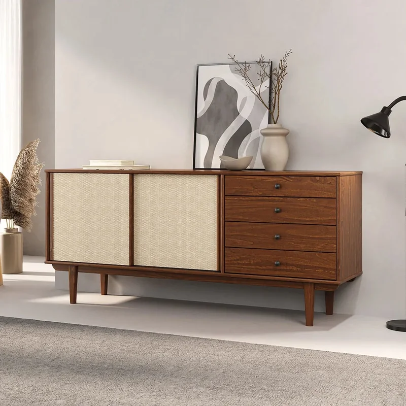 Aparador Buffet 175CM con Ratan Serena - Madera Maciza en Madera natural - Aparadores y recibidores, Uruguay | Balton, vista 12
