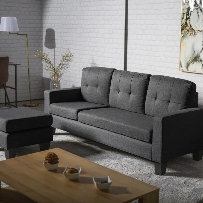 Sillon 3 cuerpos con chaise Herbie - GRIS en Gris, Uruguay | La Cueva Muebles, vista 6