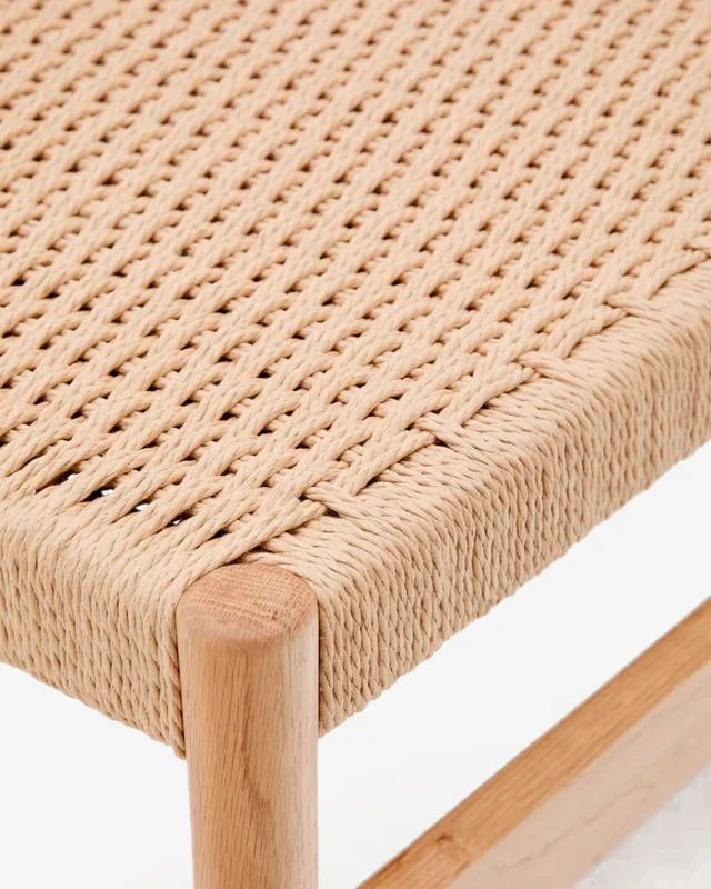 Banco Zaide de madera maciza de roble - con acabado natural asiento de cuerda 120cm FSC100% en Madera natural - Butacas, banquetas y puffs, Uruguay | Kavehome, vista 4