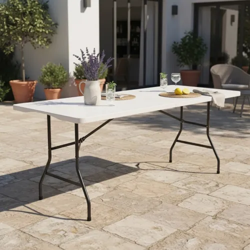Mesa Plegable 180 Blanco en Blanco - Muebles para el exterior, Uruguay | Rústico Hogar