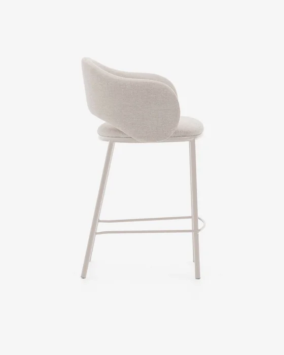 Taburete Maina - de chenilla beige y patas de acero con acabado beige FSC Mix Credit 65 cm en Azul - Butacas, banquetas y puffs, Uruguay | Kavehome, vista 8