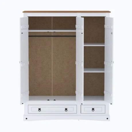 Ropero 3 puertas 2 Cajones línea Naturale - Blanco/Roble en Blanco - Roperos y placares, Uruguay | La Cueva Muebles, vista 12
