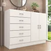 Cómoda Cajonera para Dormitorio de 5 Cajones 2 Puertas y 1 Estante interno - FE - Blanco en Blanco - Cómodas, Uruguay | Mulata, vista 2 de 5