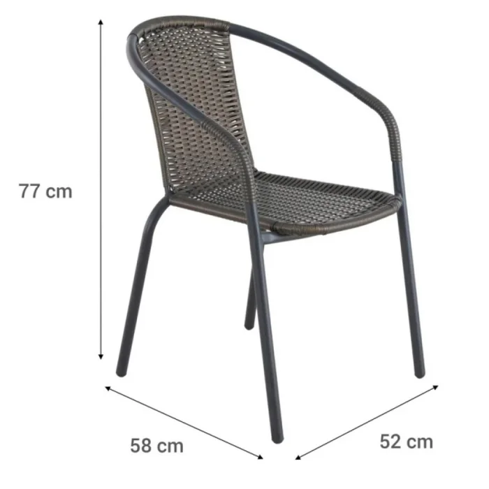 Silla Rattan Sintetico Marron Con Armazón Negra en Marrón - Muebles para el exterior, Uruguay | Albanés, vista 3