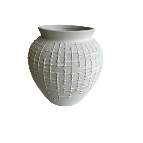 FLORERO CERAMICA D17.5x18CM PUNTILLO BLANCO en Blanco - Jarrones, Uruguay | Decohogar