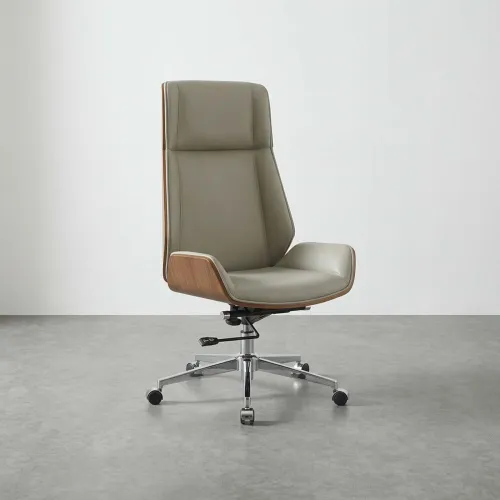 Asiento Gerencial Alto Madera-y-pu Natural-beige Zen en Beige - Escritorios y sillas de escritorio, Uruguay | Divino