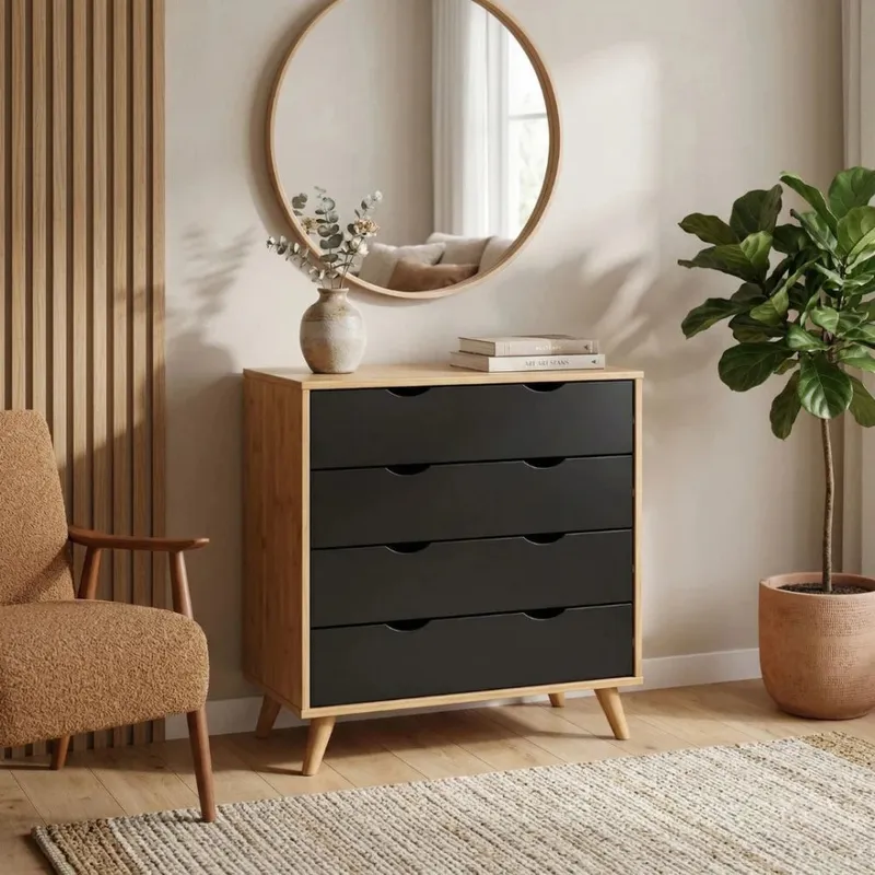 Comoda 4 Cajones - Línea Berlin - Negro en Negro - Cómodas, Uruguay | Ecowood