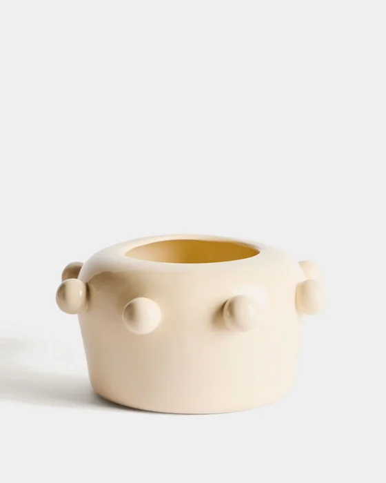 Jarrón Odra de cerámica crudo acabado brillante 17 cm en Beige - Jarrones, Uruguay | Kavehome