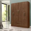 Ropero 6 puertas 2 cajones con estantes y perchero interior natural 172X136X35 - DAKAR en Marrón - Roperos y placares, Uruguay | Mulata, vista 1 de 7