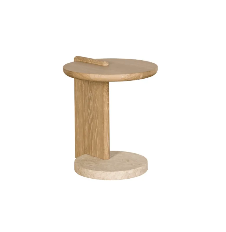 MESA LATERAL BAKERS ROBLE Y MARMOL D45XH52 en Madera natural - Mesas de arrimo, Uruguay | Masinfinito Casa