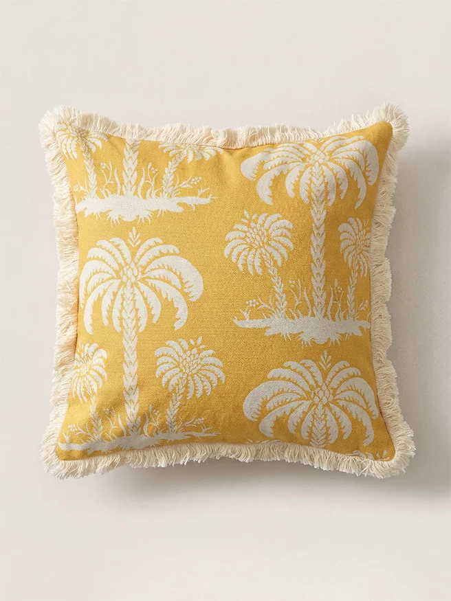 Almohadón Tropical Flecos en Amarillo - Textiles, Uruguay | Cabana, vista 2