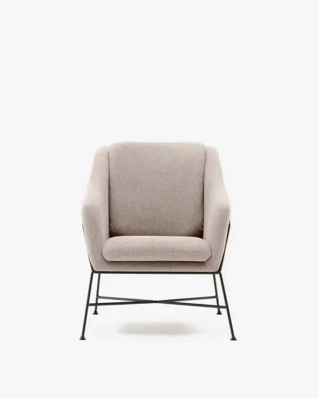 Butaca Brida - beige y patas de acero con acabado negro en Beige - Butacas, banquetas y puffs, Uruguay | Kavehome, vista 6