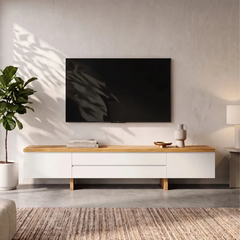 Rack de TV SUD 2.2 - Linea Nevada - Off White / Cinamomo - Muebles para TV, Uruguay | Ecowood
