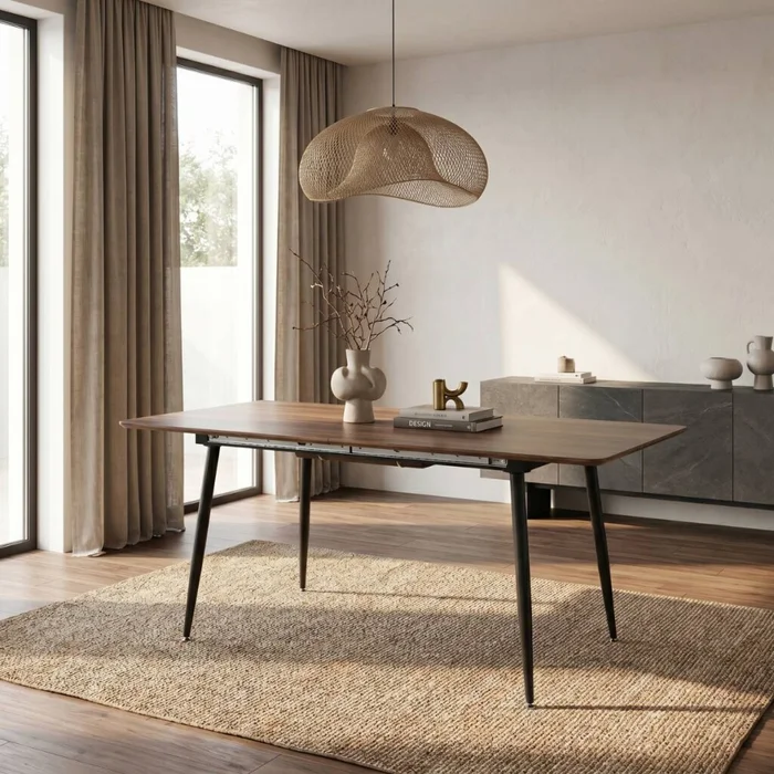 Mesa de Comedor Extensible Lupo - Roble Oscuro en Marrón - Mesas de comedor, Uruguay | Nyr
