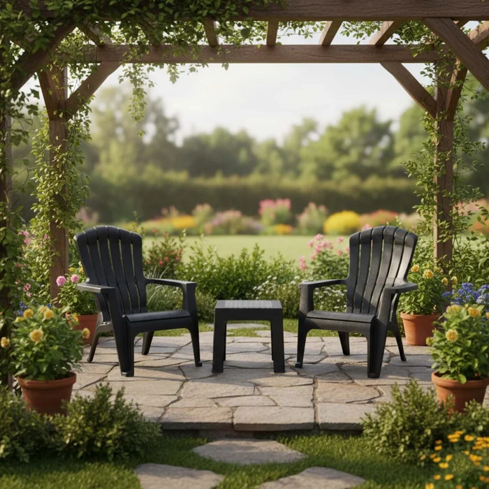 Set De Terraza Polipropileno Negro Cassis en Negro - Muebles para el exterior, Uruguay | Divino