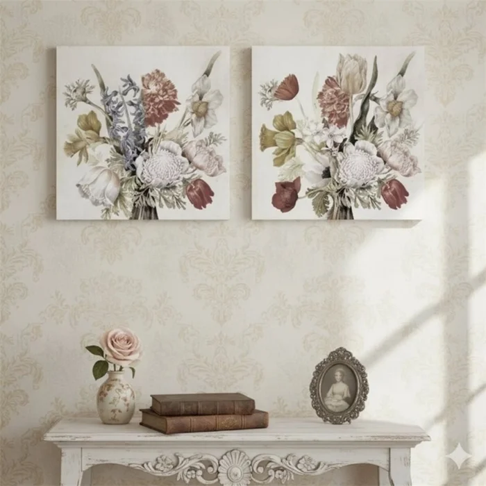 CUADRO CANVAS 30x30cm FLORES BEIGE 2 en Beige - Decoración de pared, Uruguay | Decohogar, vista 2