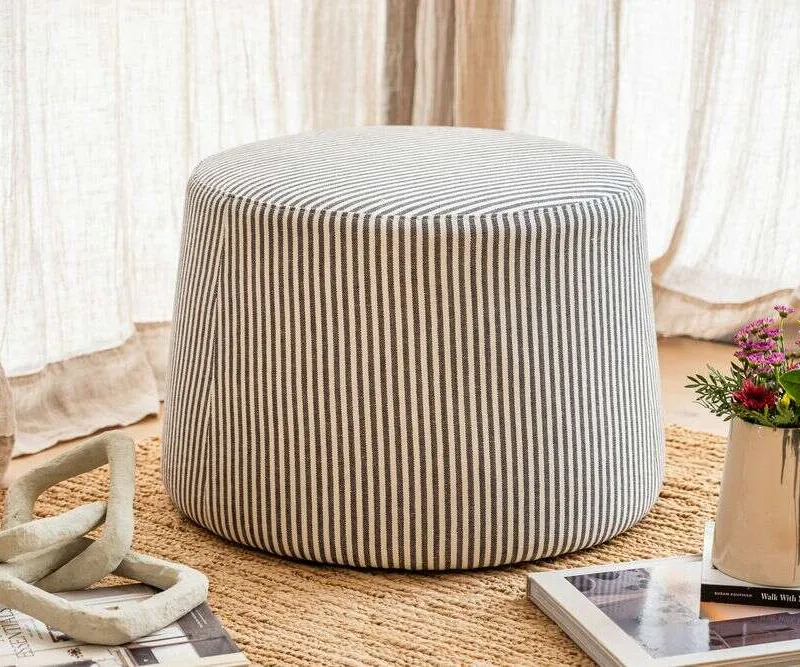 PUFF MILANO - LINO ALTO GRAMAJE RAYADO GRIS OSCURO en Multicolor - Butacas, banquetas y puffs, Uruguay | La Iberica