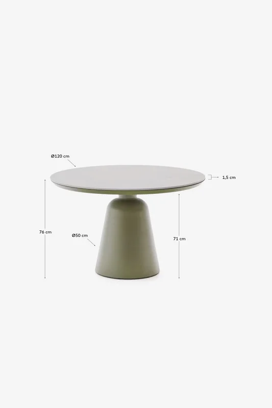 Mesa de exterior Tudons de aluminio con tablero de cerámica verde, Ø120 cm en Verde - Mesas de comedor, Uruguay | Kavehome, vista 5