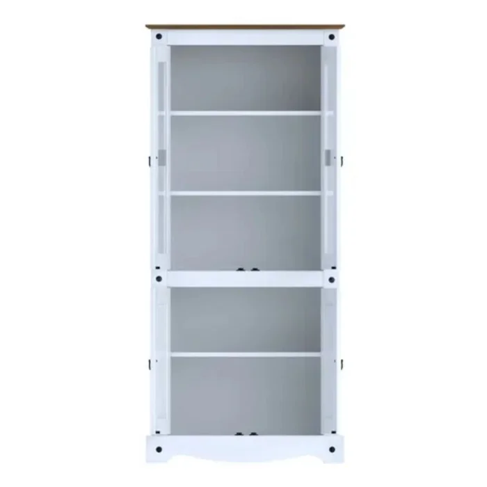 Promo Rack de Tv + Biblioteca con Cristalero Línea Naturale - Blanco en Blanco - Muebles para TV, Uruguay | La Cueva Muebles, vista 5