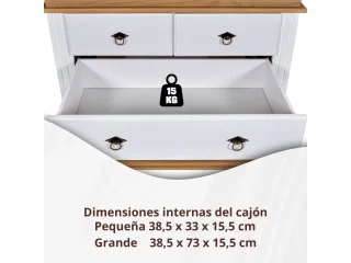 Comoda 3+2 cajones en madera maciza en Blanco - Cómodas, Uruguay | Que Sal Muebleria, vista 2