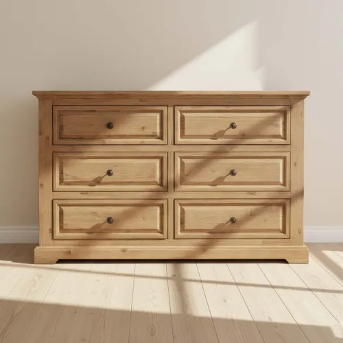 Cómoda 6 Cajones Madera-acacia Natural-beige Westport en Madera natural - Cómodas, Uruguay | Divino