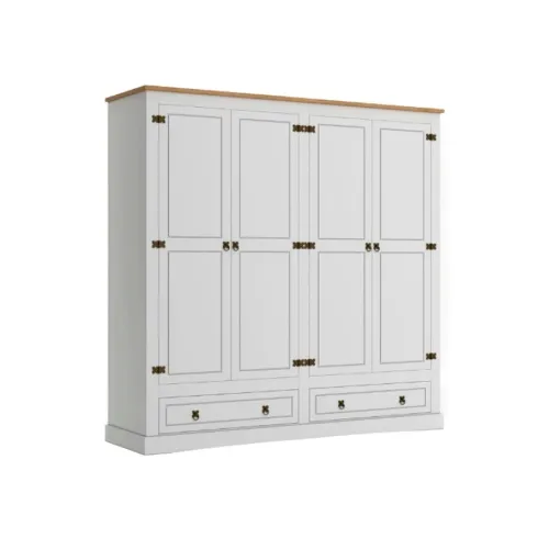 Ropero 4 Puertas - Madera Maciza - Línea Monterrey - Blanco - Roperos y placares, Uruguay | Ecowood