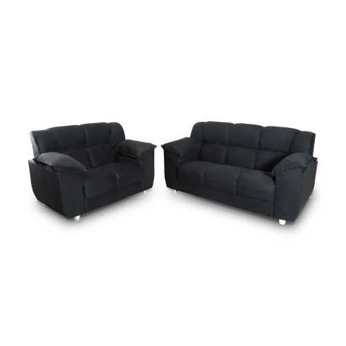 Juego De Living Sofa 2 Y 3 Cuerpos Tapizados En Tela en Negro - Sillones y sofás, Uruguay | Soy Hogar