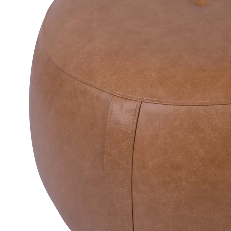 Puff Cuero Marron Olten Camel en Beige - Sillones y sofás, Uruguay | Divino, vista 3