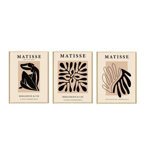 Kit 3 Cuadros - Matisse Beige/Negro - 40 x 60 - Decoración de pared, Uruguay | Berna home