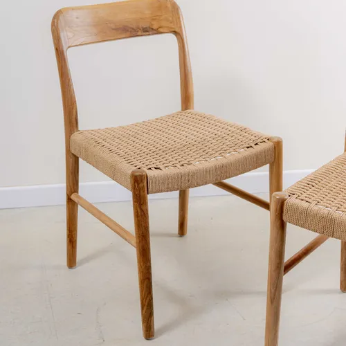 Silla en teca y cuerda natural en Madera natural - Sillas, Uruguay | Entrecasa