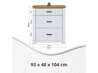 Comoda en madera maciza 3 cajones en Blanco - Cómodas, Uruguay | Que Sal Muebleria, vista 2