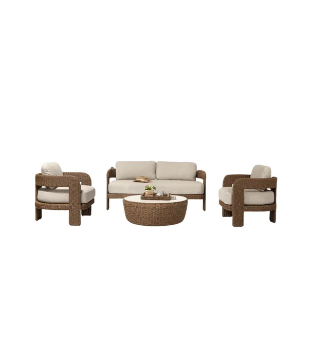 CONJUNTO MAE EXTERIOR BEIGE MADERA NATURAL en Beige - Muebles para el exterior, Uruguay | Más Infinito Casa