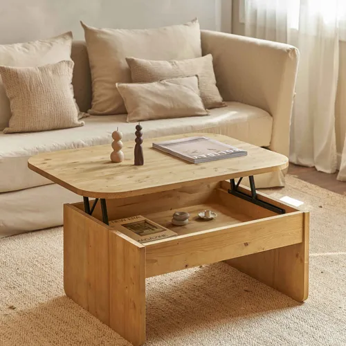 Mesa de centro elevable Palmira en Madera natural - Mesas de living, Uruguay | Treehouse Deco