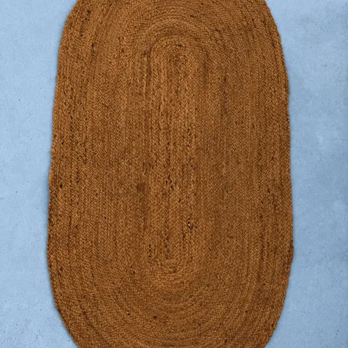 ALFOMBRA OVALADA YUTE CARAMELO en Marrón - Alfombras, Uruguay | Masinfinito Casa