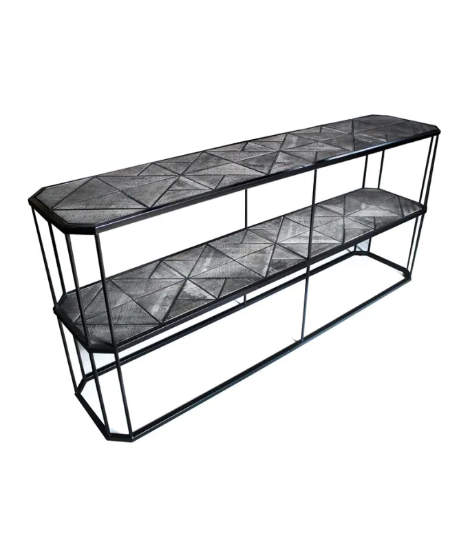 CONSOLA LOMBARDIA FD156-1 ROBLE/METAL 180X40X80H CM en Gris - Aparadores y recibidores, Uruguay | Vinibel