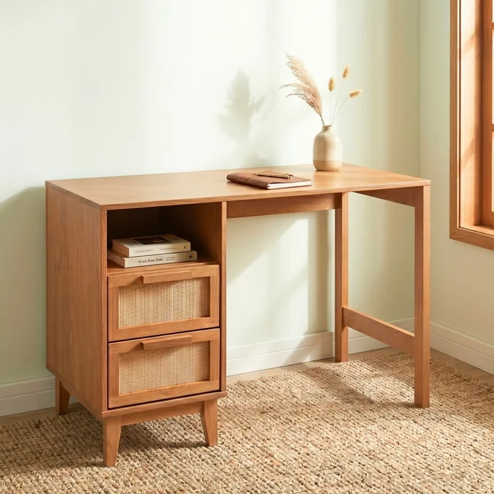 Escritorio 2 Cajones - Slim Desk en Madera natural - Escritorios, Uruguay | Rústico Hogar