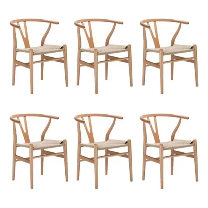 Promo 6 Sillas Wishbone en Madera natural - Sillas, Uruguay | La Cueva Muebles