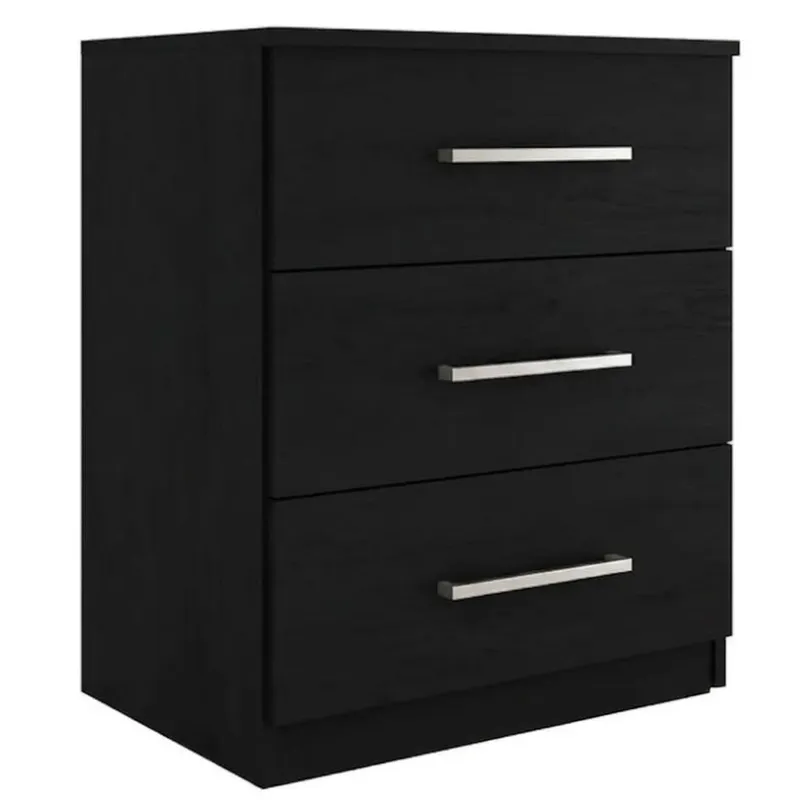 Mesa De Luz 3 Cajones Dormitorio Negro Cp038 en Negro – Demolición – Blanco - Mesas de luz, Uruguay | Muebles Express