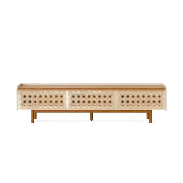 Rack de TV Dune Rattan 2.2 - Línea Nevada - Blanco/Natural en Madera natural - Muebles para TV, Uruguay | Ecowood, vista 3
