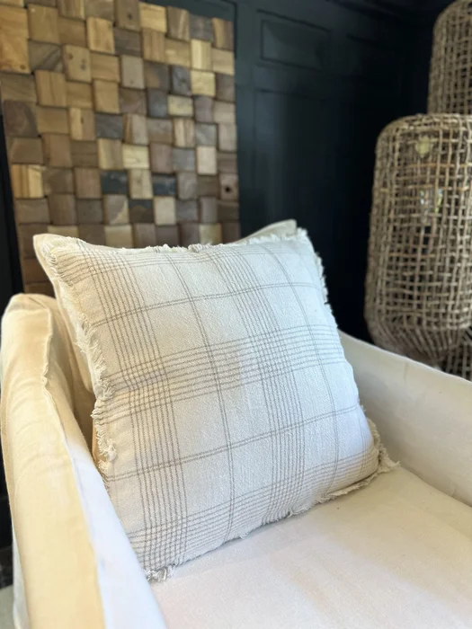 ALMOHADON LINO NATURAL en Blanco - Textiles, Uruguay | Más Infinito Casa