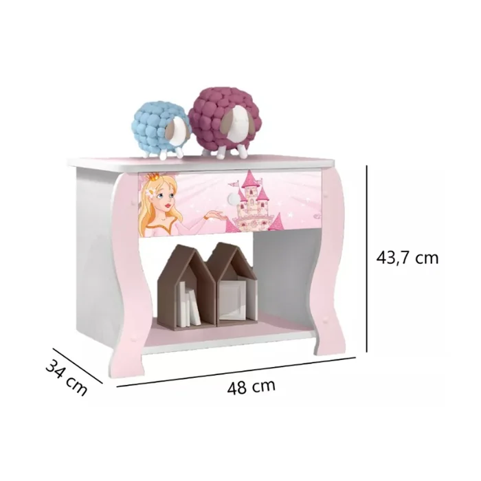 Mesa De Luz Para Niños 1 Cajon Diseño Princesa en Multicolor - Dormitorio, Uruguay | Soy Hogar, vista 2