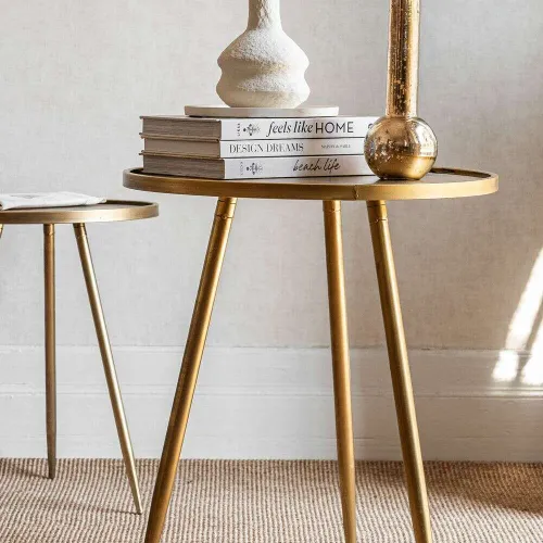 MESA AUXILIAR - METAL ORO VIEJO - 51 CMS en Dorado - Mesas de living, Uruguay | La Iberica
