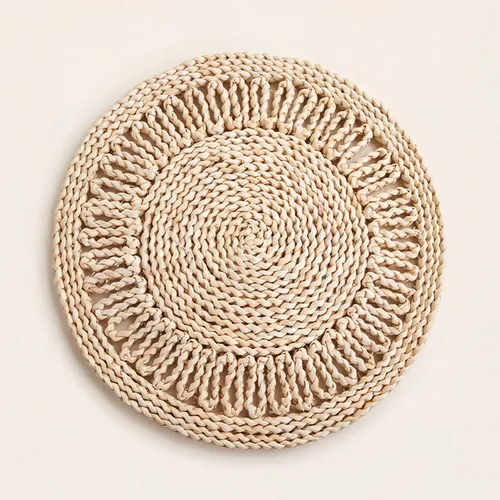SET X4 INDIVIDUALES FIBRA NATURAL FLOR en Beige - Textiles, Uruguay | Cabana