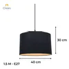 Colgante pantalla de tela negra y detalles en madera 40cm en Negro - Lámparas colgantes, Uruguay | Iluminica, vista 4 de 6