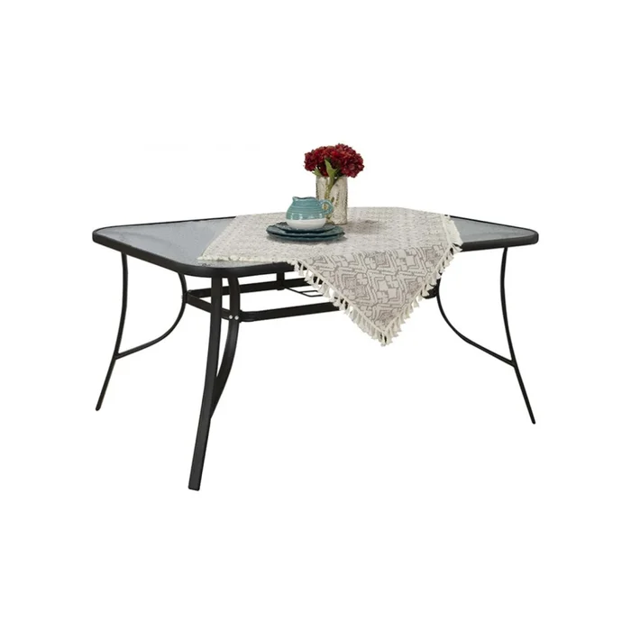 Mesa De Comedor Acero-y-vidrio Negro Malaca en Negro - Muebles para el exterior, Uruguay | Divino, vista 2