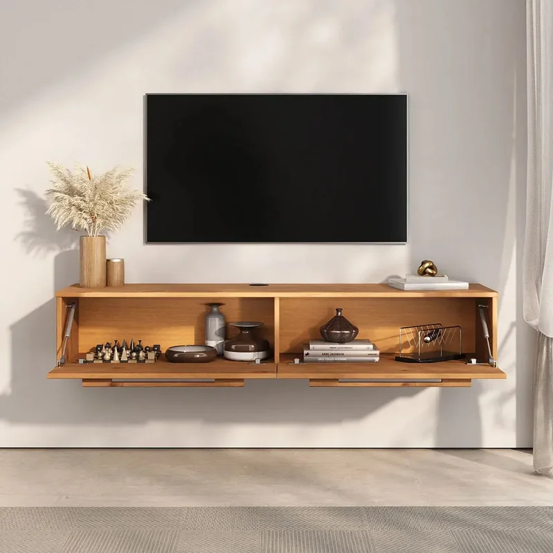 Rack TV 145cm Suspendido/Flotante Trega - Madera Maciza en Madera natural - Muebles para TV, Uruguay | Balton, vista 7