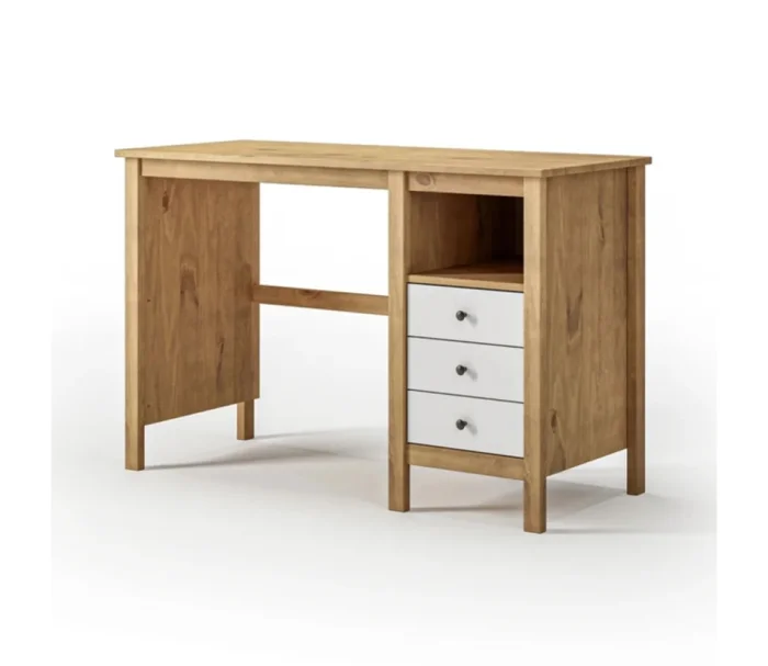 Escritorio Mari 3 Cajones 1 Nicho Blanco en Madera natural - Escritorios y sillas de escritorio, Uruguay | Albanés