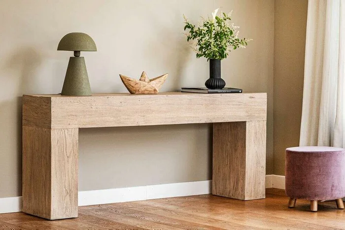 MESA DE ARRIMO / CONSOLA TAURET - 1.80 MTS en Madera natural - Bibliotecas, Uruguay | La Iberica