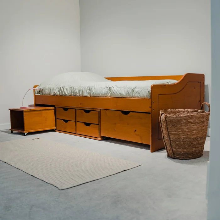Cama Madera Maciza Con Cajones - 1 plaza - Linea floro - Blanco en Blanco - Dormitorio, Uruguay | Ecowood, vista 9